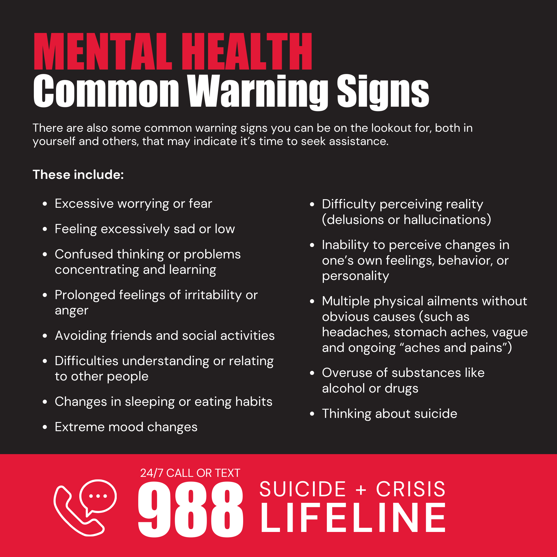 mental health common warning signs flyer