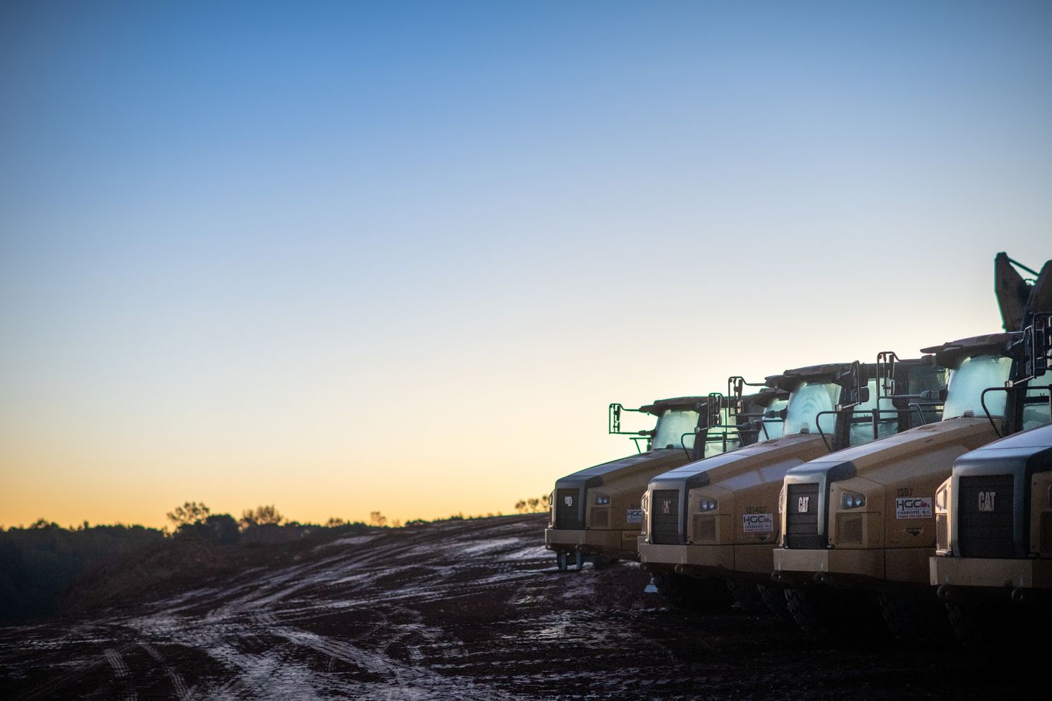 the fronts of field equipment all lined up