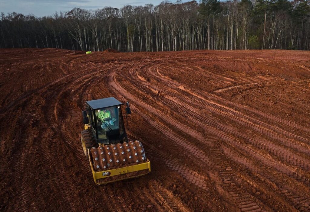 Picture of compacting roller, one of the machines a commercial earthwork contractor uses